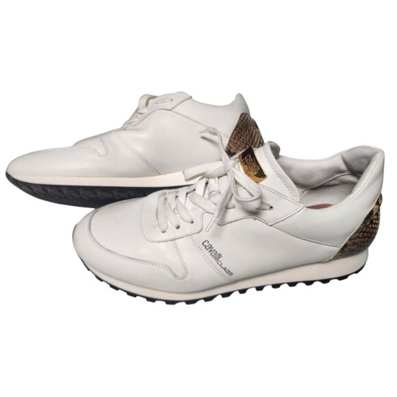 Cavalli Class by Roberto Cavelli Snakeskin Embossed Trim Leather Sneakers EU 46 - Picture 6 of 9